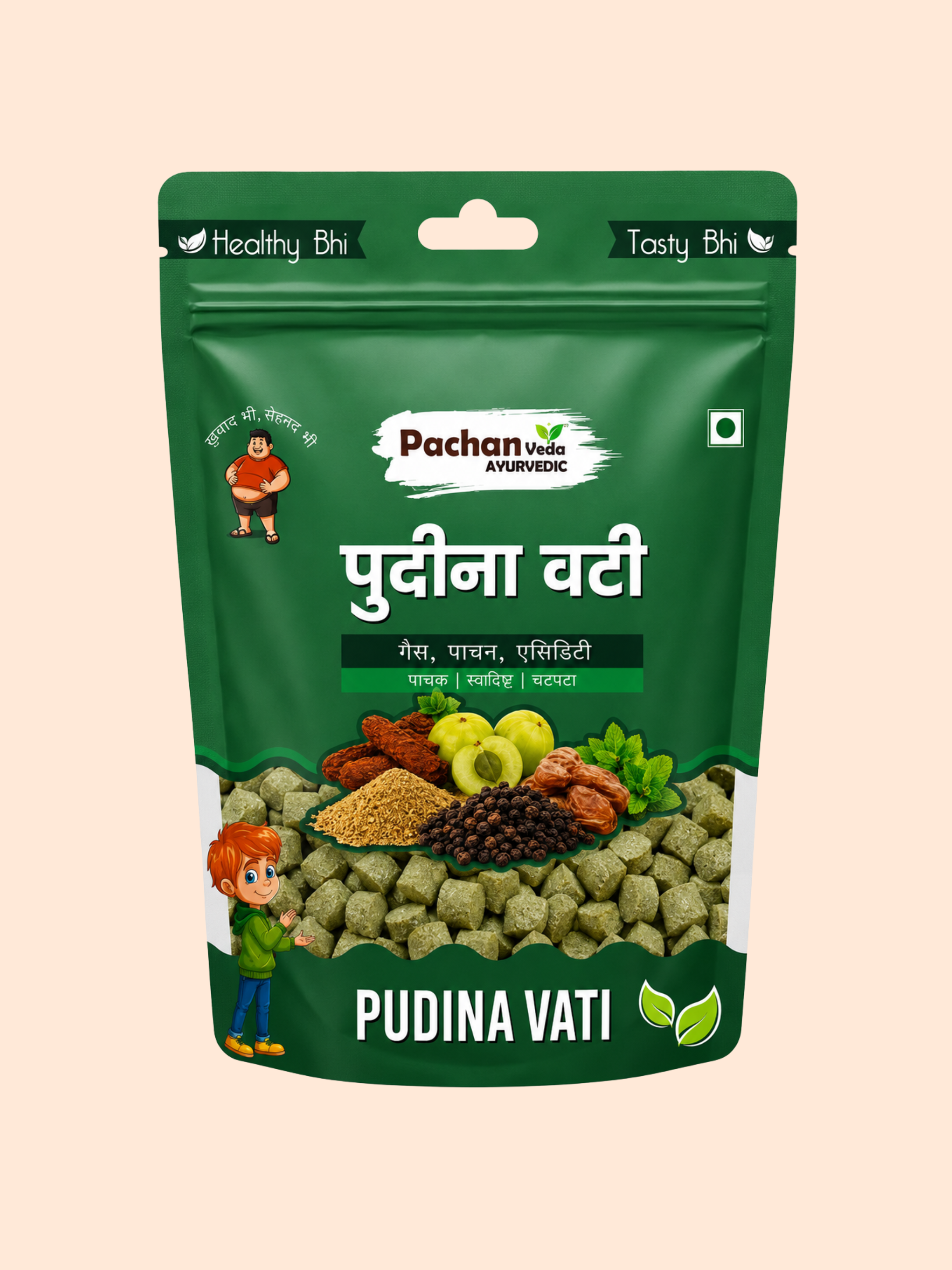 Pachan Veda Ayurvedic Pudina Vati | Natural Digestive Tablets | Mint Digestive Support | Traditional Ayurvedic Formula | 30g